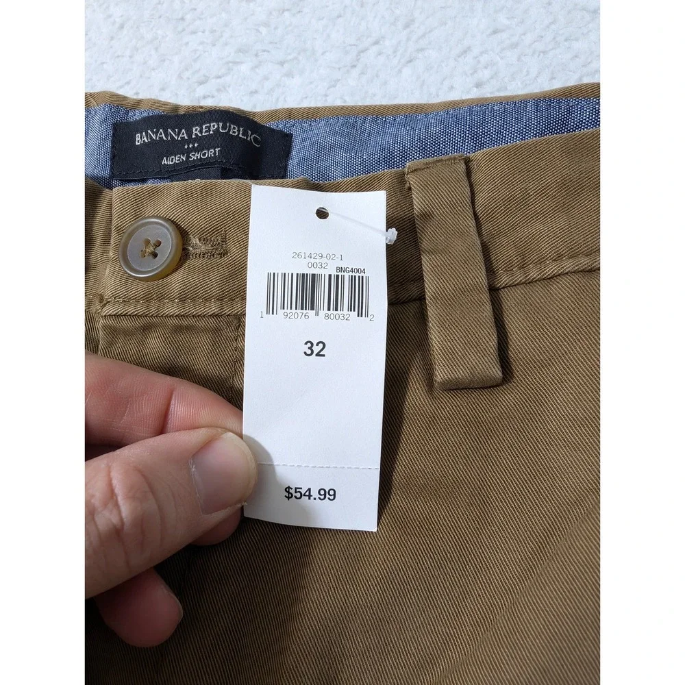 NEW Banana Republic Aiden Shorts Mens 32/10 Brown Slim Fit Cotton‎ Chino $55